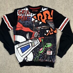 Ron Bass Sweatshirt Mens Large Allover Graphic Print Great Mike Post Game